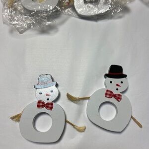 Wooden Snowman Napkin Rings Set of 6